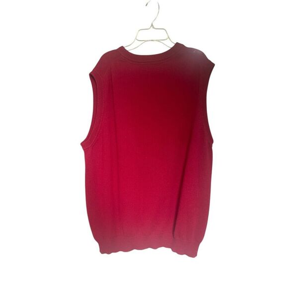 John W Nordstrom 100% Cashmere V Neck Sweater Vest Red Solid XL - Picture 2 of 9